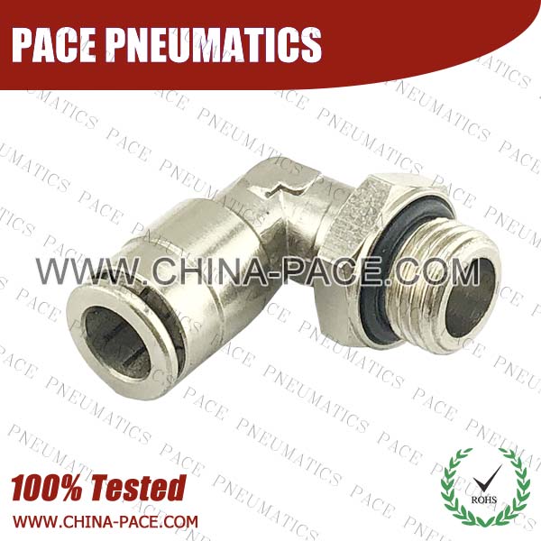 G Thread Male Elbow Nickel Plated Brass Push To Connect Fittings, All Metal Push To Connect Fittings, All Brass Push In Fittings, Camozzi Type Brass Pneumatic Fittings